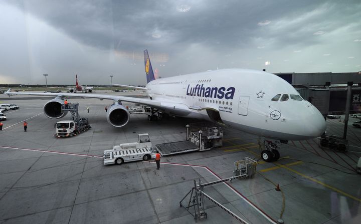 The number of passengers and crew aboard the Lufthansa plane, not pictured above, was not reported by authorities.