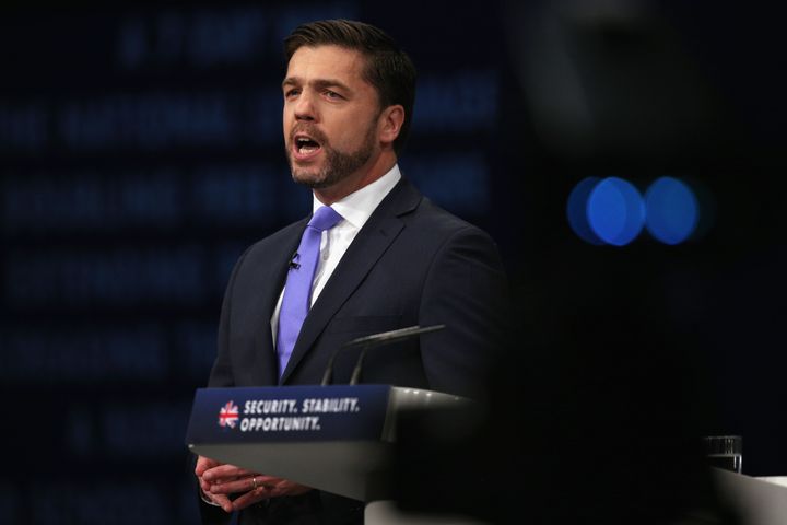 <strong>Stephen Crabb, then Secretary of State for Wales, speaks to delegates on the final day of the Conservative Party Conference last year</strong>