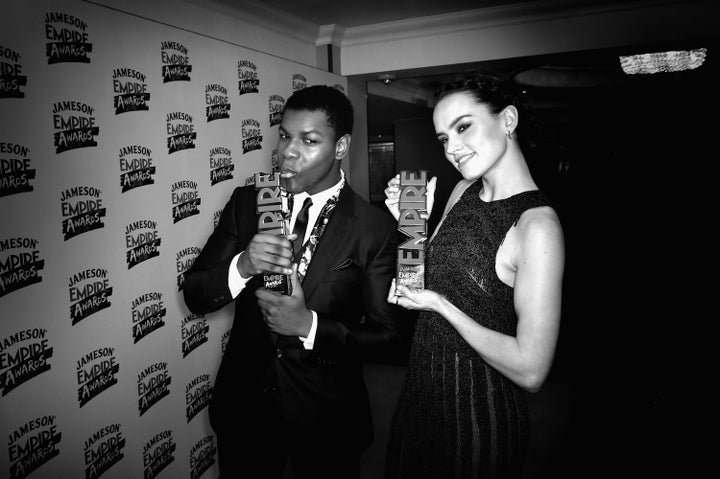 <strong>'Star Wars' stars John Boyega and Daisy Ridley had a moment to share as they won Best Male And Female Newcomer gongs at the Jameson Empire Film Awards.</strong>