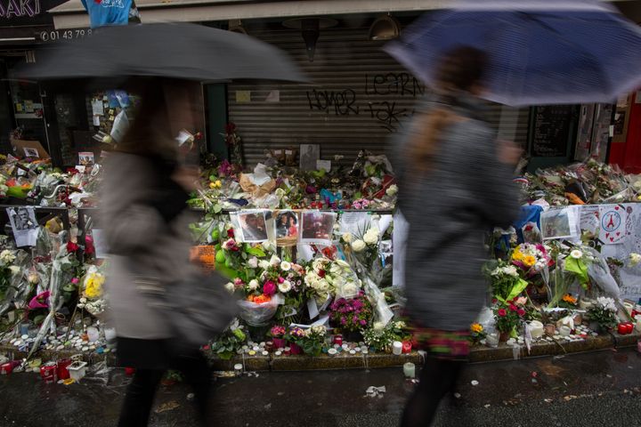 A massive memorial grew outside of La Belle Equipe in the weeks after the Nov. 13 attacks. Gunmen killed 20 people at the restaurant. In all, 130 people died in the attacks, which took place across Paris.