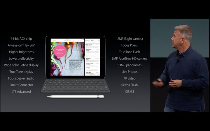 Apple's Phil Schiller explaining iPad Pro specs