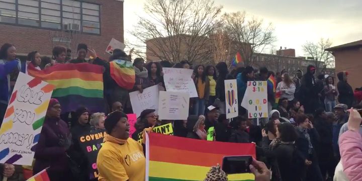 Students at Duke Ellington School of the Arts in Washington, D.C. drowned out Westboro's anti-gay catcalls en masse. 