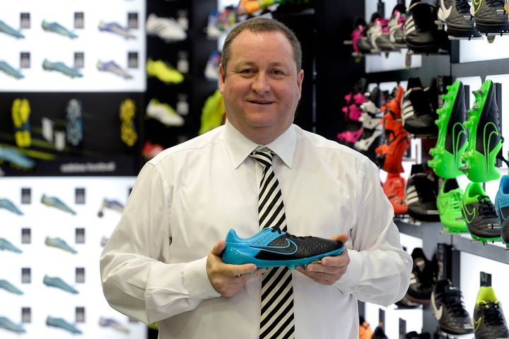 Sports Direct founder Mike Ashley in the retail outlet during a tour of the Sports Direct headquarters in Shirebrook, Derbyshire.