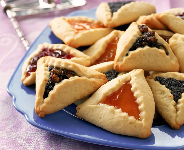 These cookies, called Hamantashen, are traditionally made on Purim.
