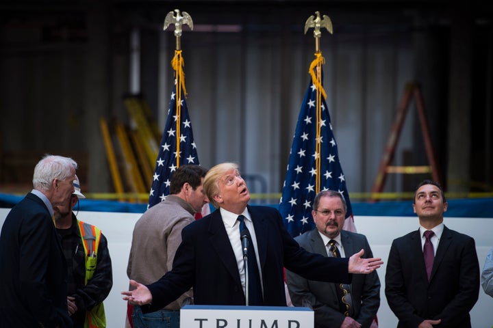 Republican presidential candidate Donald Trump speaks during a campaign press conference in Washington on March 21, 2016.