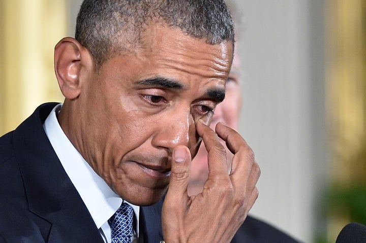 President Barack Obama wipes a tear as he speaks about reducing gun violence on Jan. 5. Some psychologists believe empathy is an important trait for a world leader to have, but others caution that it can contribute to poor decision-making.