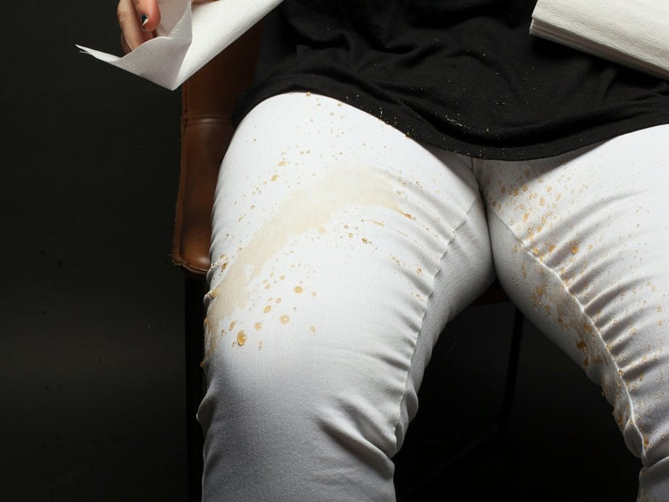 Premium Photo  Blood stains on women's white jeans. isolated. daily life  stain concept