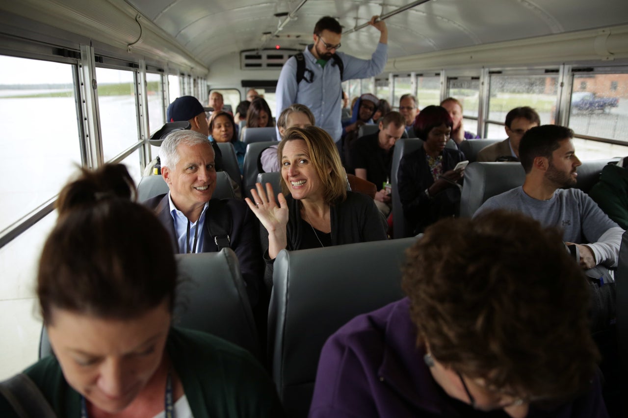 Somodevilla was part of a group of journalists who traveled to Cuba with the White House to cover Obama's visit. This photo he took shows a bus full of journalists, including Los Angeles Times White House reporter Christi Parsons, heading toward the plane to Cuba.