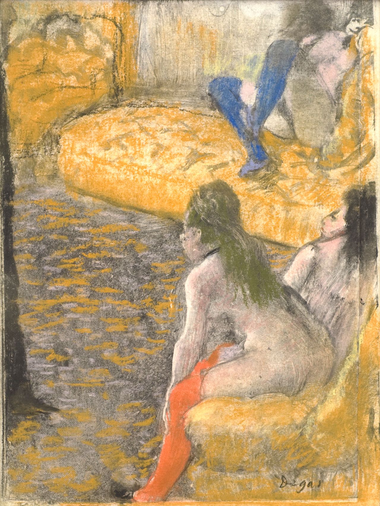 Edgar Degas (French, 1834–1917). Waiting for a Client, 1879. Charcoal and pastel over monotype on paper. Plate: 6 3/8 × 4 3/4 in. (16.2 × 12.1 cm). Private Collection.
