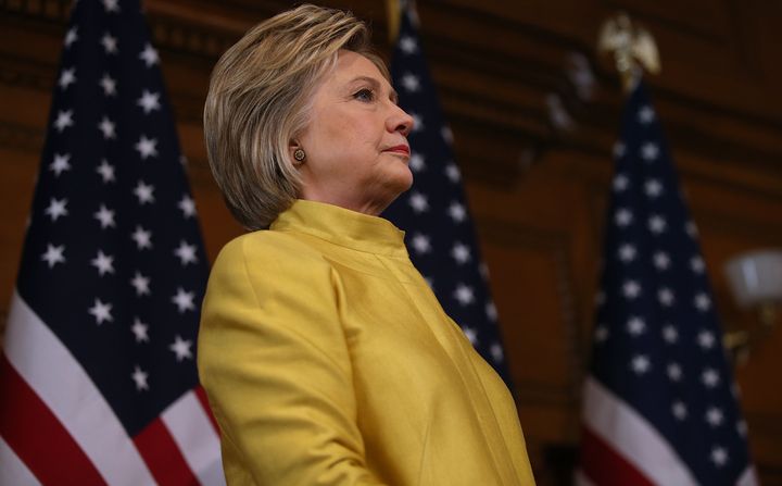 Democratic presidential candidate Hillary Clinton delivers a counterterrorism address at Stanford University on March 23, 2016 a day after terror attacks left dozens people dead in Brussels.