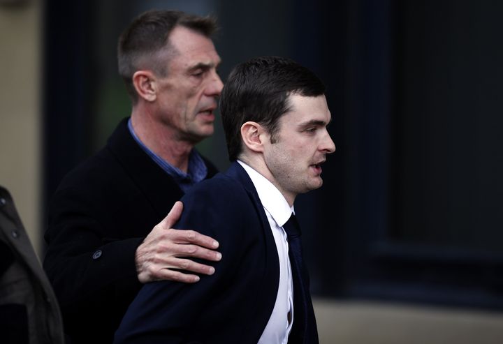 <strong>Adam Johnson arriving at court for his sentence</strong>