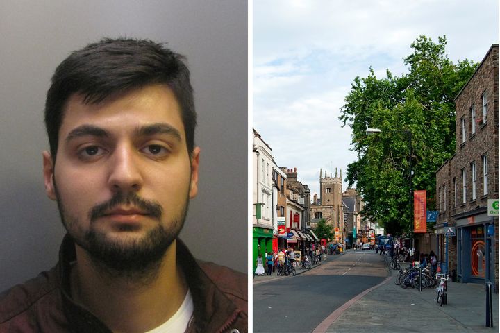 Muhammed Ekici, 24, left, was found guilty of rape after the attack in Cambridge, right