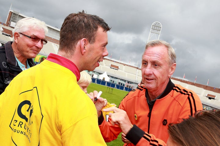 <strong>Cruyff during the Open day of the Johan Cruyff foundation on September 23, 2015 at the Olympic stadium in Amsterdam</strong>