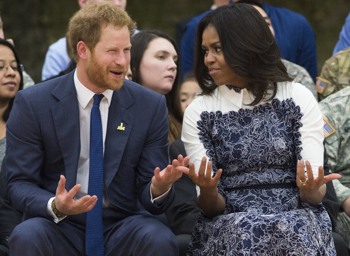 Prince Harry and Michelle Obama attended the Wounded Warriors wheelchair basketball game together in 2015.