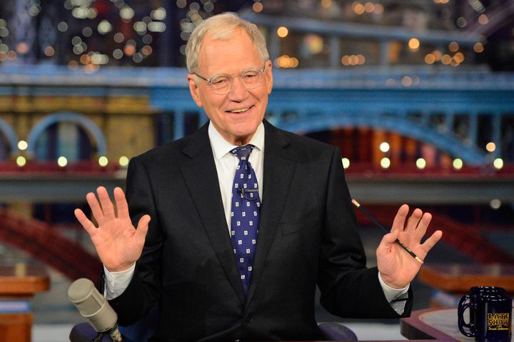 David Letterman on 'The Late Show' looking rather different.