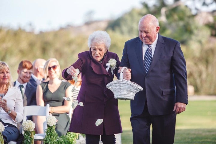 You're never too old to be a flower girl! Grandma Alice is proof. 