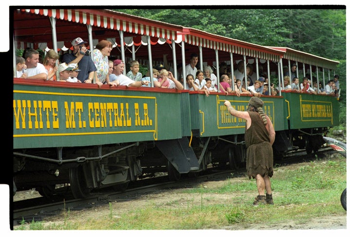 Bill, the park's longest-serving Wolfman, is seen yelling at tourists.