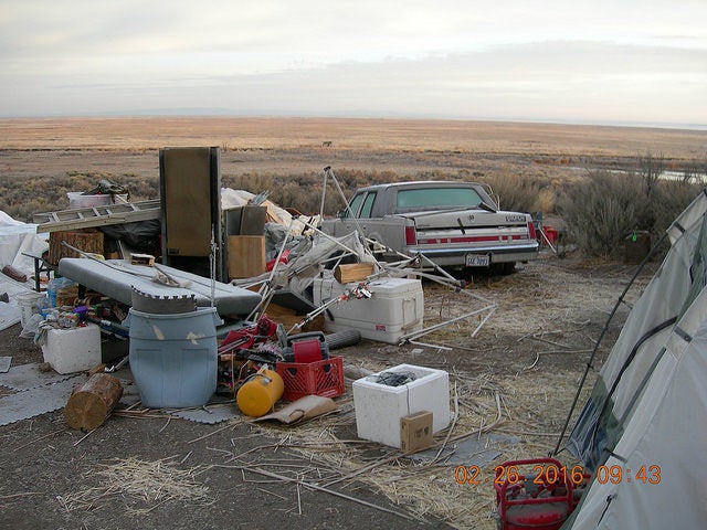 Another view of the trashed camp outside.