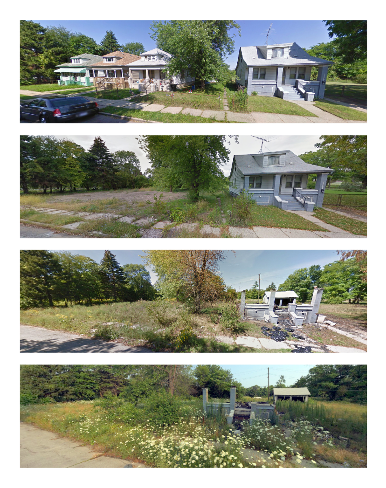 Montlieu Street is shown in September 2009, September 2011, September 2013 and August 2014 images from Google and Bing.