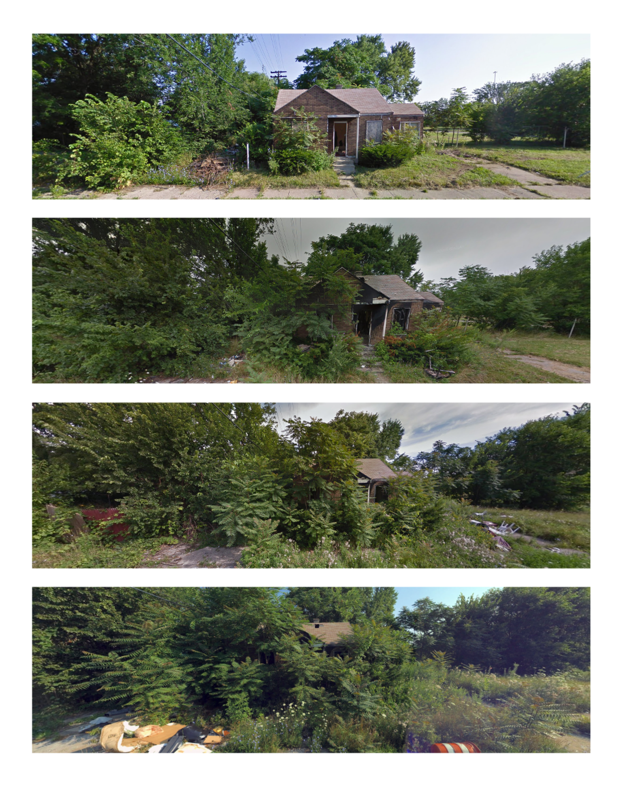 This section of Longacre Street sits between two freeways. Google and Bing captured the lone house in August 2009, August 2011, July 2013 and August 2014.