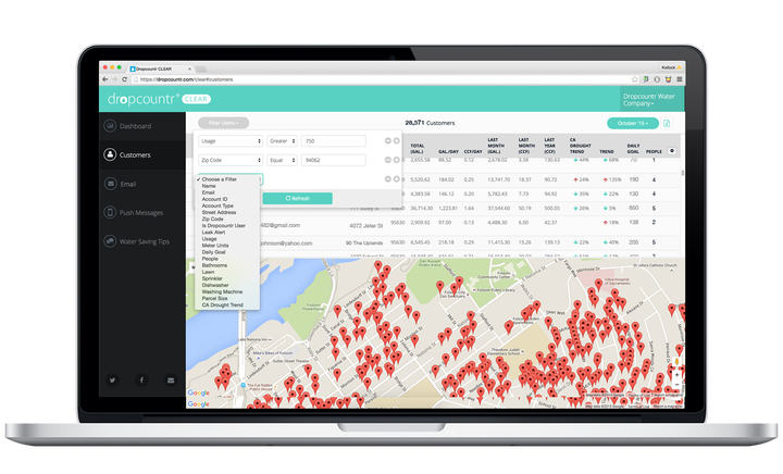 Dropcountr, an online and mobile application, can help both customers and utilities better understand water usage. The company can also send information on available rebates and comparisons of water usage from other households in the area.