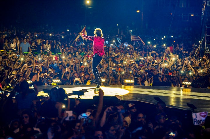 Mick Jagger spoke in Spanish throughout of the 18-song show of hits that lasted more than two hours.