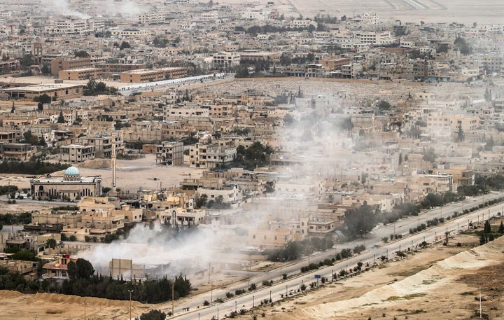 A view of the ancient town of Palmyra, a UNESCO World Heritage Site. The Syrian Government's army is fighting with ISIS militants for control of the heritage site.