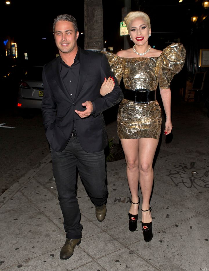 Lady Gaga and Taylor Kinney arrive at the pop star's 30th birthday bash in Los Angeles, CA. 