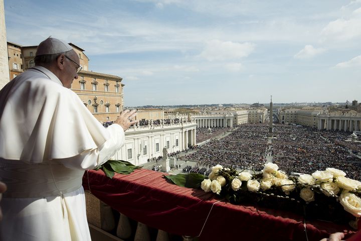 Tens of thousands of people turned out to hear the pontiff's twice-yearly "Urbi et Orbi" message in a sun-drenched St. Peter's Square.