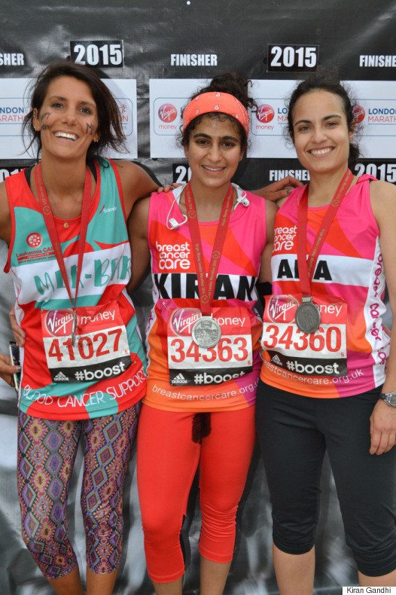 Kiran Gandhi after running the marathon