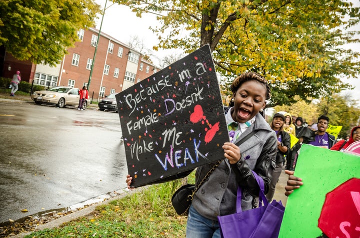 Young woman participating in an event for A Long Walk Home, a NoVo Foundation grantee dedicating to ending violence against girls and women.