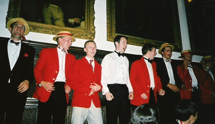 Members of the Lady Margaret Boat Club sing at a boat club dinner in 2005.