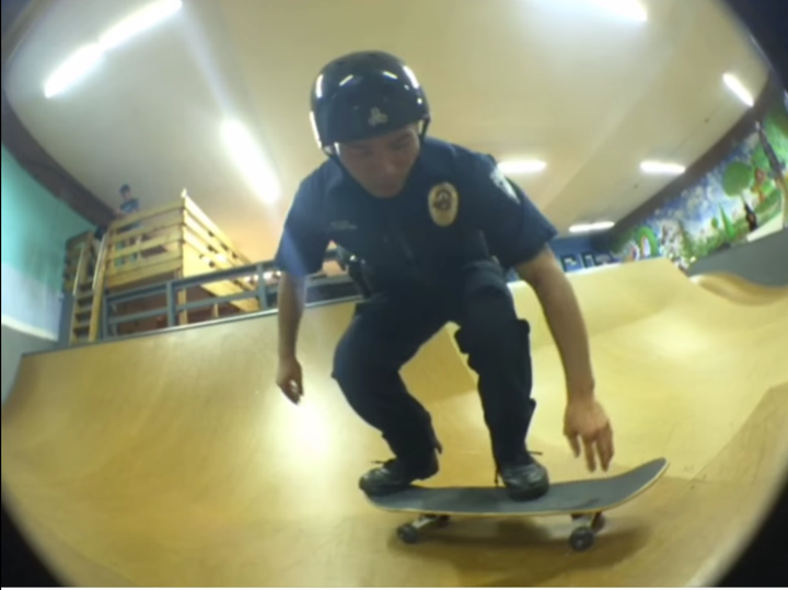 Officer Craig Hanaumi at Bellevue Skatepark.