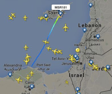 EgyptAir flight MSR181 was en route from Alexandria to Cairo, but landed at Larnaca International Airport on Cyprus.