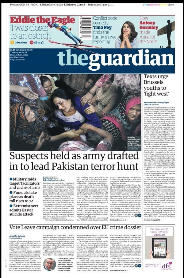 The Guardian angled its story on the condemnation Vote Leave faced