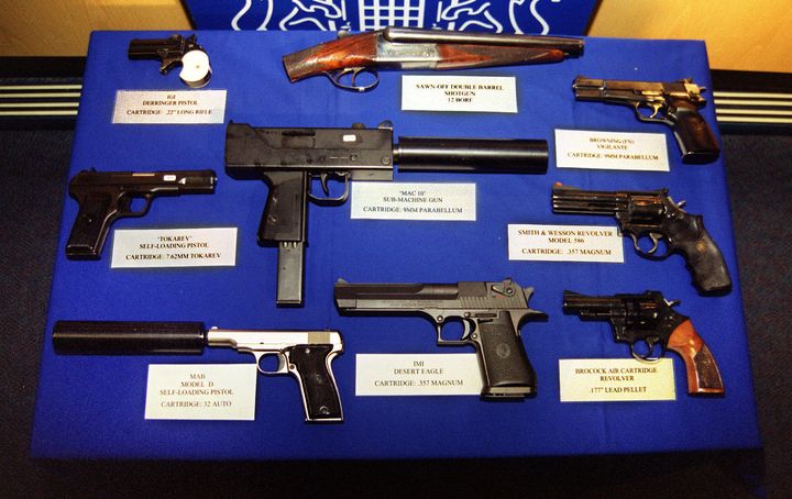 <strong>An arsenal of weapons seized in by police in raids</strong>