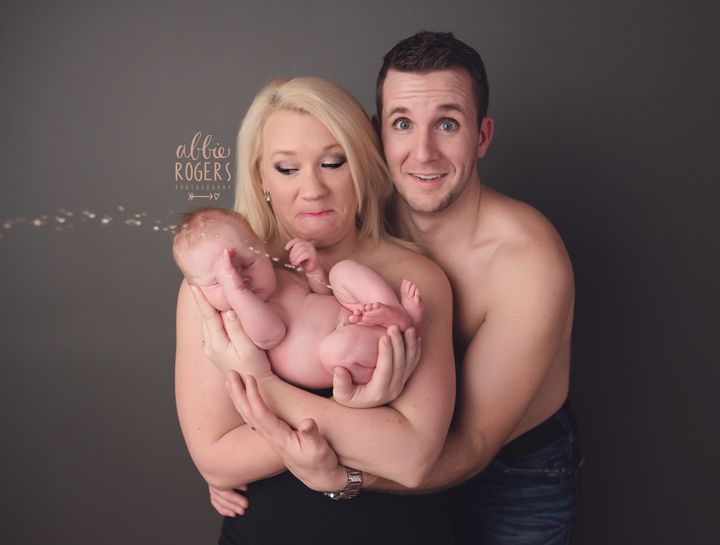 "It's just the reality of what happens during a newborn session!" said the photographer.