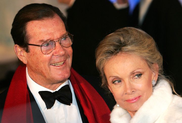 Sir Roger Moore with fourth wife Kristina