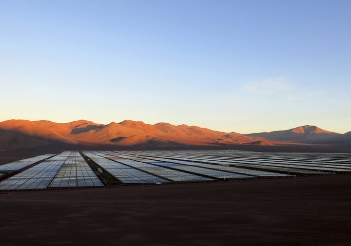 Solar panels that SunEdison installed in Chile's Atacama Desert.