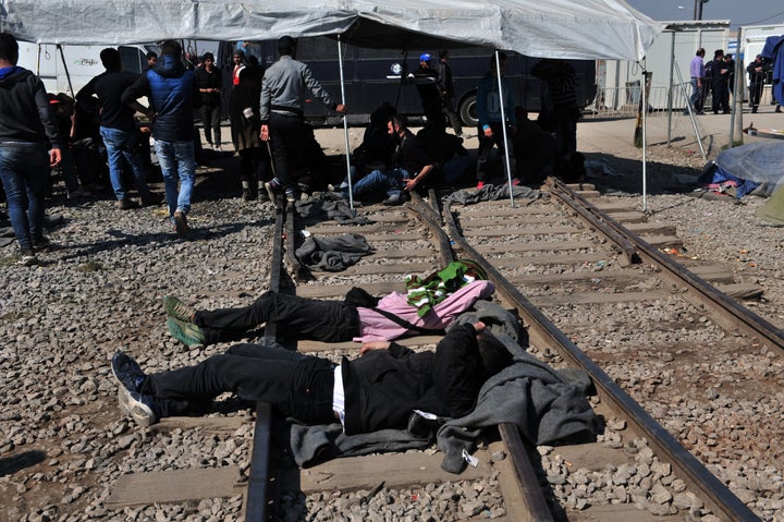 Migrants and refugees blocked railway tracks in Idomeni in past days to protest the closure of the border. 