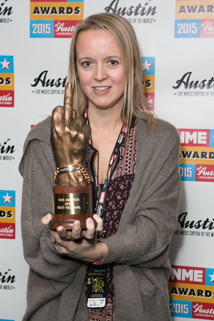 <strong>Emily at the 2015 NME Awards, with Glastonbury's Best Festival accolade</strong>