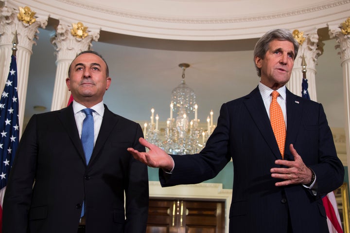 U.S. officials said the decision to move the dependents out of Turkey had nothing to do with Turkish officials' visit to Washington this week. U.S. Secretary of State meets with his Turkish counterpart Mevlut Cavusoglu.