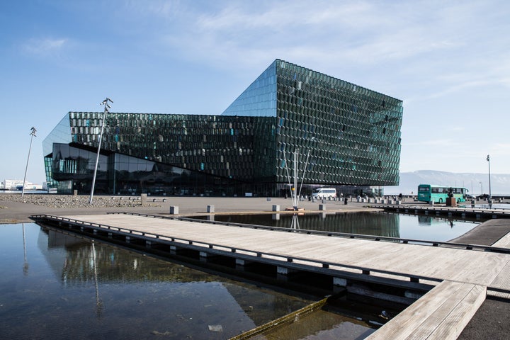 A couple of Rhode Island locals were the ones who noticed the background building's resemblance to the Harpa Concert Hall, pictured here.