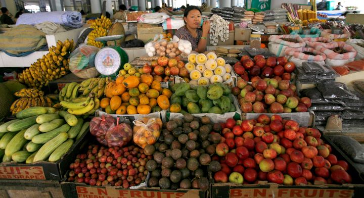 A fruit stall at the market.