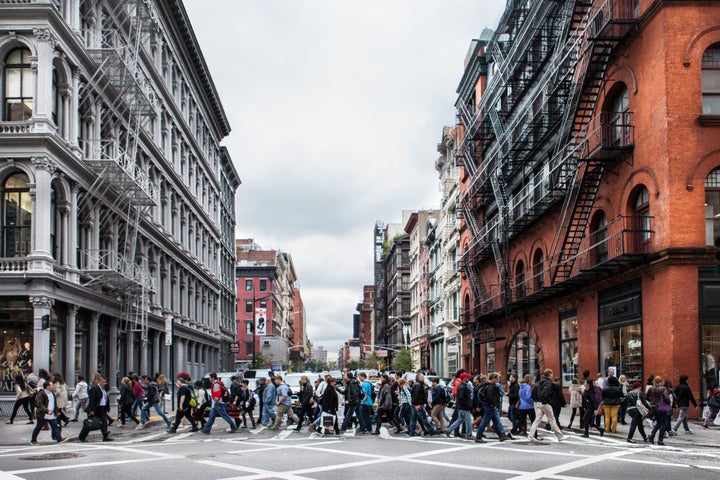 Crowds in SoHo, New York City.