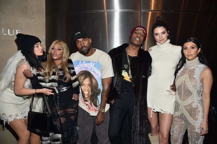 Kylie Jenner, Lil' Kim, Kanye West, ASAP Rocky, Kendall Jenner and Kourtney Kardashian attend Kanye West Yeezy Season 3 on Fe