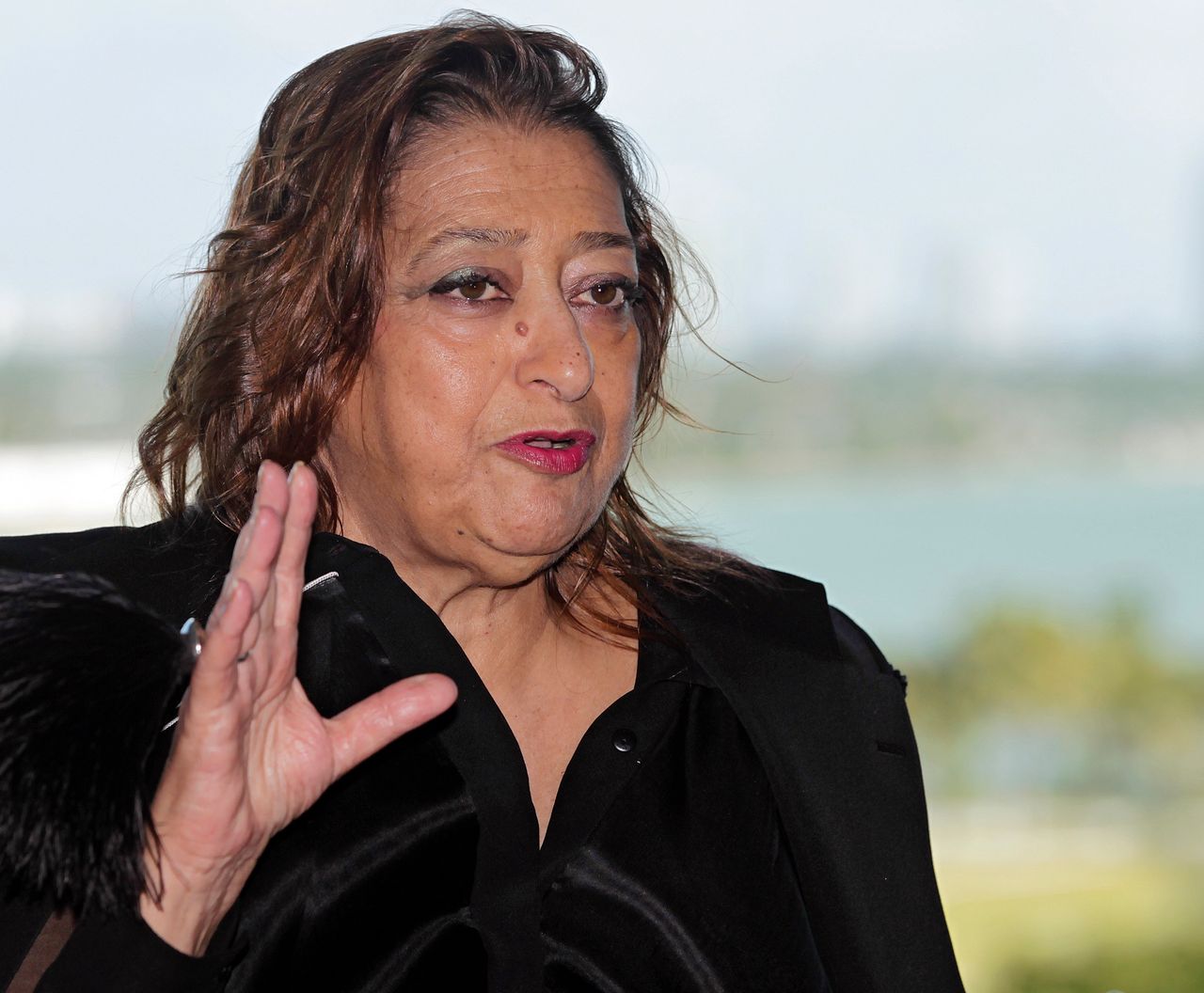 Renowned international architect Zaha Hadid speaks to the media after a ground-breaking ceremony for her residential tower in Miami December 5, 2014
