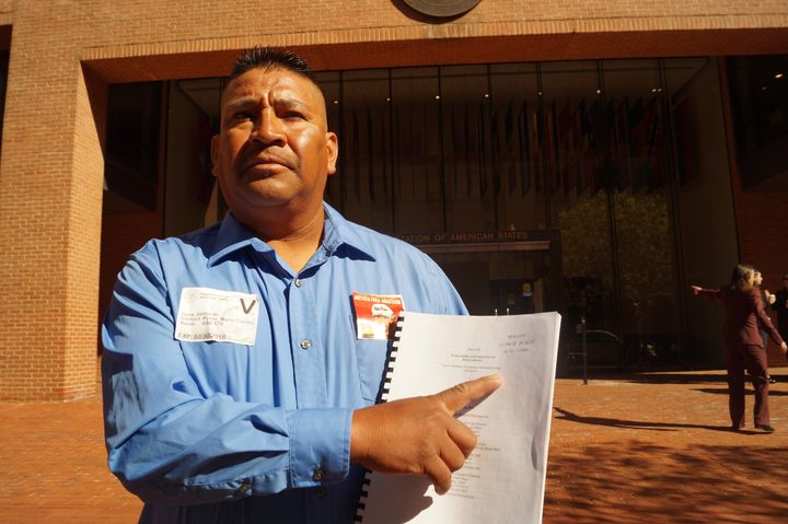 Bernardo Hernández Rojas delivers a petition to the Inter-American Commission on Human Rights on the death of his brother Anastasio after being apprehended by border agents.