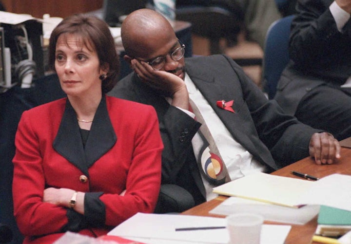 Clark and fellow prosecutor Christopher Darden during the O.J. Simpson trial. 