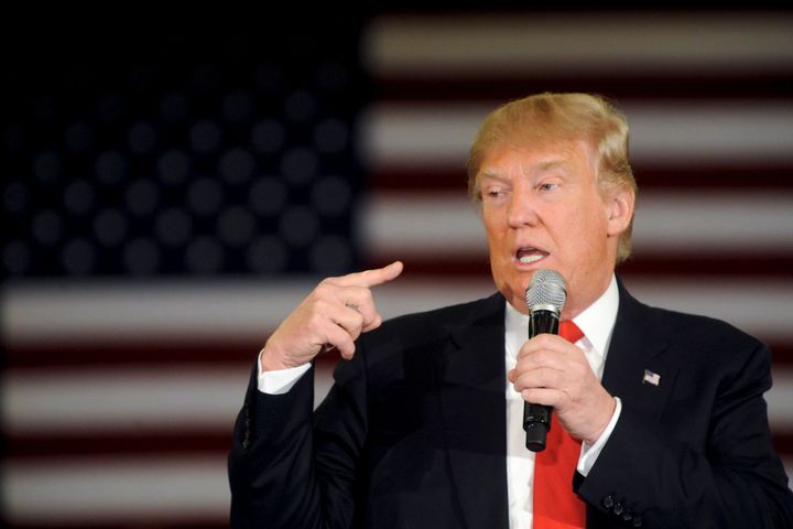 GOP presidential candidate Donald Trump speaks at a town hall event in Appleton, Wisconsin, on March 30, 2016.
